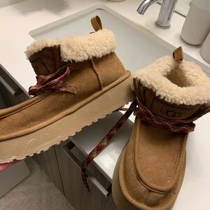 UGG Chestnut Shearling-Lined Suede Ankle Booties